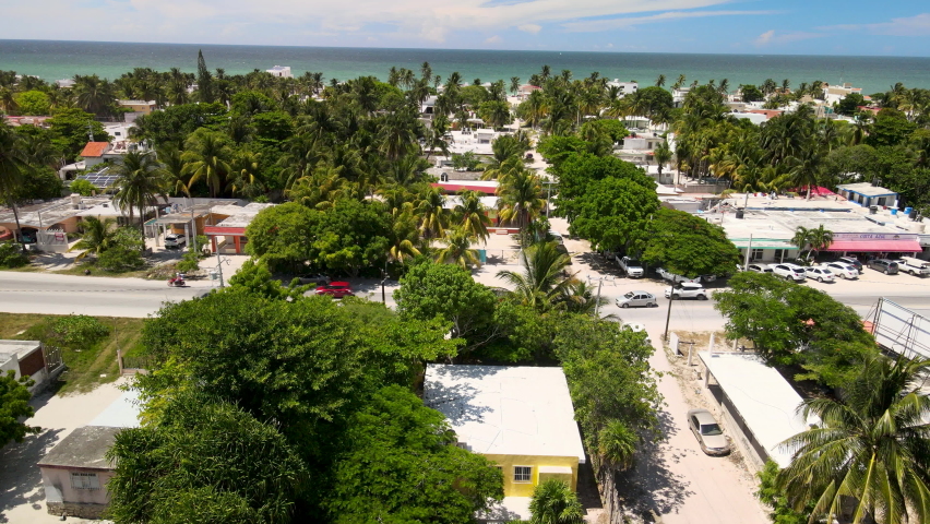 View of thw tropical town of chelem in yucatan