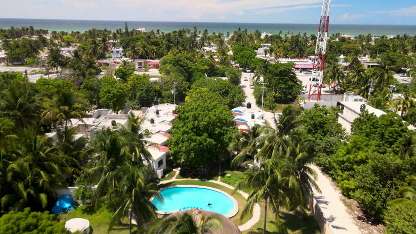 View of thw tropical town of chelem in yucatan
