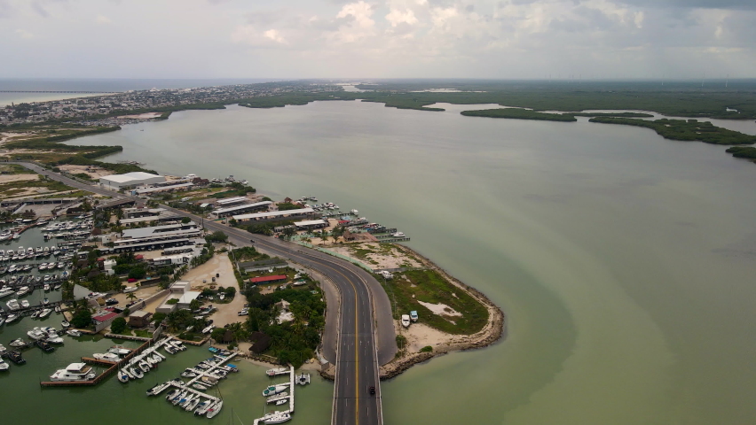 Aerial view of Yucalpeten Marina in Yucatan, Mexico