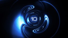 Countdown from 10 to 0 second with  3D render animation of texture tunnel with blue light in center. futuristic technology abstract background. Countdown for show openers, sporting events, movie trail - Powered by Shutterstock - Get 15% off with code: PIKWIZARD15