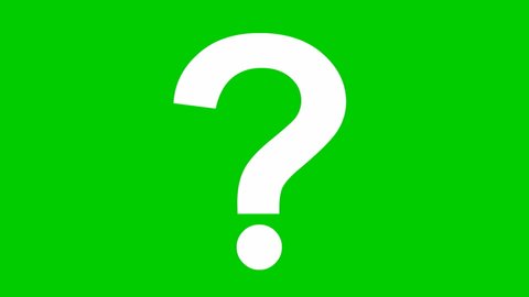 Animated white symbol of question mark. Looped video. Vector illustration isolated on a green background.