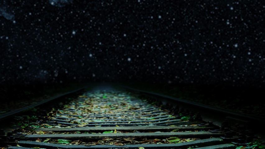 a railway at night sky