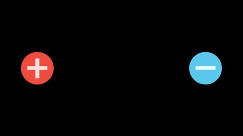attraction of a proton and an electron, 2d animation on a transparent background