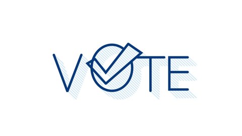 Vote symbols. Check mark icon. Vote label. Motion graphics.