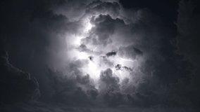 Lightning thunderstorm flash over the night sky, Lighting during storm at night phenomenal thunder, 4k resolution. - Powered by Shutterstock - Get 15% off with code: PIKWIZARD15