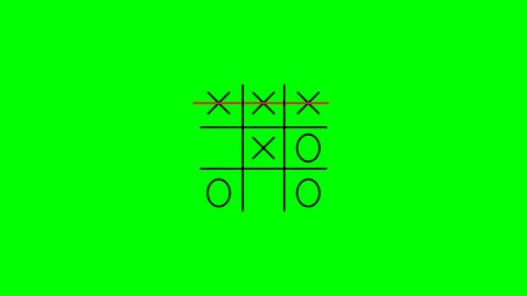Tic tac toe icon animation game x o . win of  x 4k video on green background