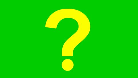 Animated yellow symbol of question mark. Looped video. Vector illustration isolated on a green background.