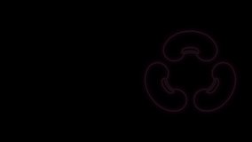 Glowing neon line Beans icon isolated on black background. 4K Video motion graphic animation.