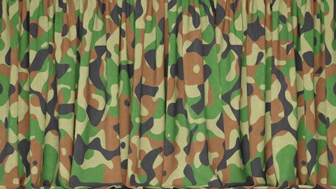 Realistic 3D animation of the camouflage curtain rendered in UHD with alpha matte