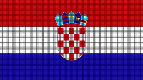 Croatia Flag animated in pixel grid style technology background