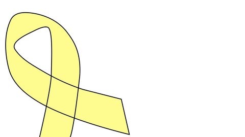 continuous line Yellow ribbons on the ground support people living and sick September Suicide Prevention Day Pediatric Cancer Awareness Month and the concept of world cancer day