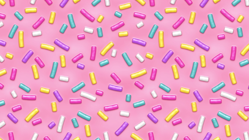 Pink donut glaze with many decorative colorful sprinkles endless background. Seamless loop | Shutterstock HD Video #1078091390