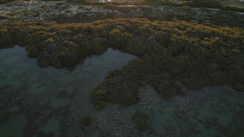 Australia aerial Coastal Mangroves Wetland Cape Range National Park sunset