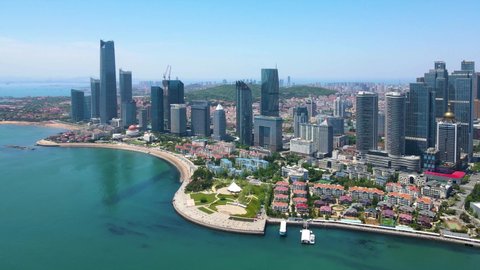 Qingdao, China-June 2021: Qingdao is an important coastal city, an international port city, a coastal resort city, and is known as the "Oriental Switzerland".