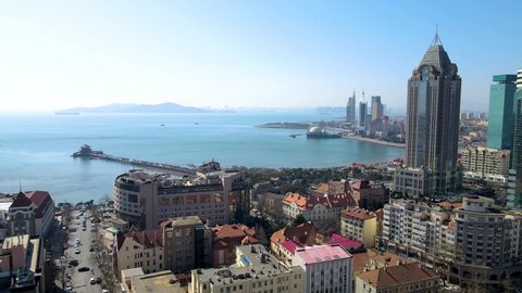 Qingdao, China-June 2021: Qingdao is an important coastal city, an international port city, a coastal resort city, and is known as the "Oriental Switzerland".