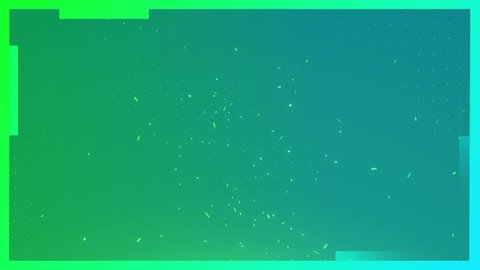 Animation of particles floating on dark background, with passing green and white lines on blue. technology, communication, connection and movement concept digitally generated video.