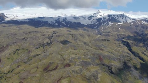 Aerial view of Eyjafjallajokull volcano in Iceland (famous eruption in 2010)