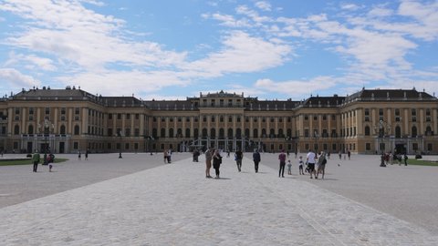 Famous Schonbrunn Castle in the city of Vienna - VIENNA, AUSTRIA - AUGUST 1, 2021