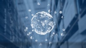 Animation of globe with connections spinning over shelves in warehouse. global shipping and connections concept digitally generated video. - Powered by Shutterstock - Get 15% off with code: PIKWIZARD15