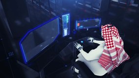 Stock video

robot Saudi man, sci-fi robot animation of the digital world of the future of neural networks and the artificial intelligence,saudi