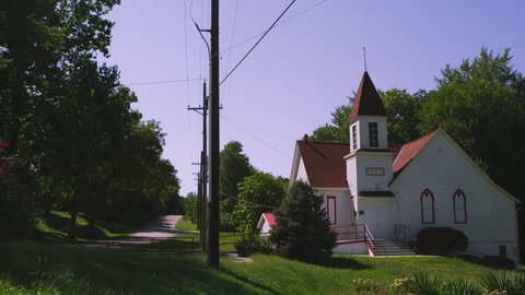 Static shot of church in Brownsville Nebraska.
