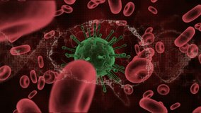 Animation of human brain and dna strand spinning over covid 19 cells floating. global covid 19 pandemic concept digitally generated video. - Powered by Shutterstock - Get 15% off with code: PIKWIZARD15