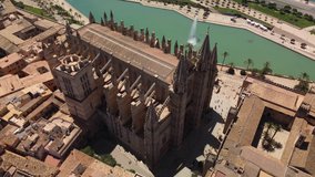 Cathedral Basilica Mallorca Video from a drone 4K