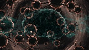 Animation of human brain and dna strand spinning over covid 19 cells floating. global covid 19 pandemic concept digitally generated video. - Powered by Shutterstock - Get 15% off with code: PIKWIZARD15