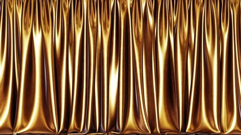 Realistic 3D animation of the stylish luxury gold textured show stage curtain rendered in UHD with alpha matte