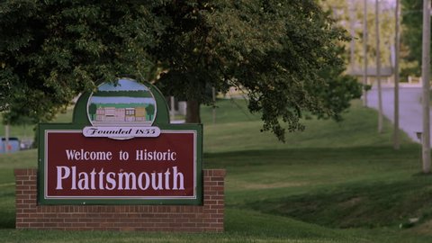 Static view of the Welcome to Historic Plattsmouth sign.