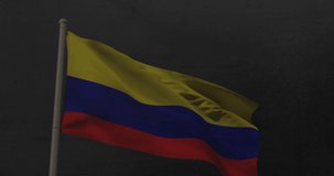Animation of covid 19 virus cells and digital icons over flag of colombia. global covid 19 pandemic concept digitally generated video.