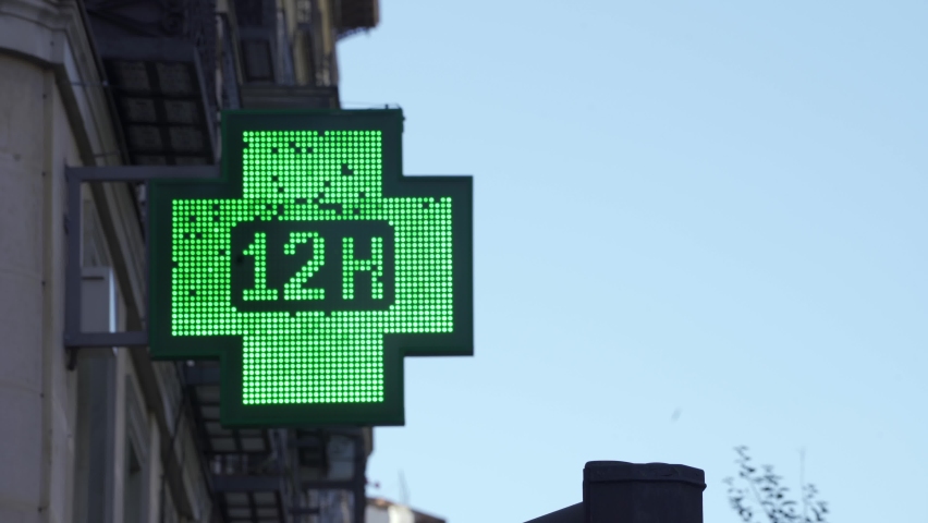 Pharmacy Sign in European City