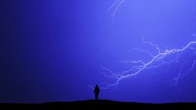 the man standing on the night thunderstorm with lightning background - Powered by Shutterstock - Get 15% off with code: PIKWIZARD15