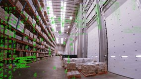 Animation of data processing over empty warehouse. global shipping, delivery and connections concept digitally generated video. - Powered by Shutterstock - Get 15% off with code: PIKWIZARD15