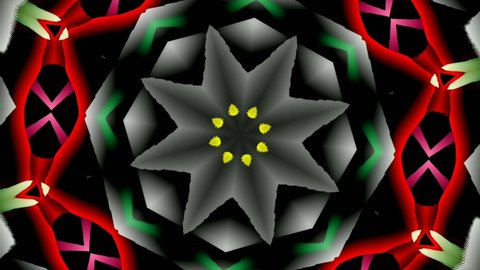 Neon light animation with variation Mandala. 4K mandala. Geometry ethnic pattern animation. Arabesque illustration ornament. Abstract background. Loop footage kaleidoscope UHD resolution 3840 X 2160