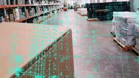 Animation of data processing over empty warehouse. global shipping, delivery and connections concept digitally generated video. - Powered by Shutterstock - Get 15% off with code: PIKWIZARD15