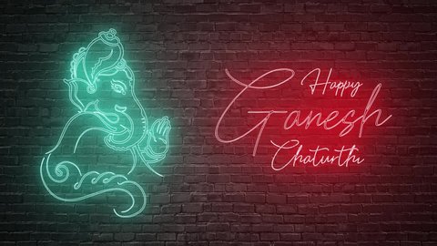 Happy Ganesh Chaturthi Neon Effects