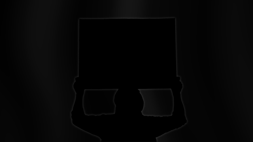 protester. black silhouette. man in arabic clothes with poster in his hands, on Afghanistan flag background. Concept of protests in Afghanistan.