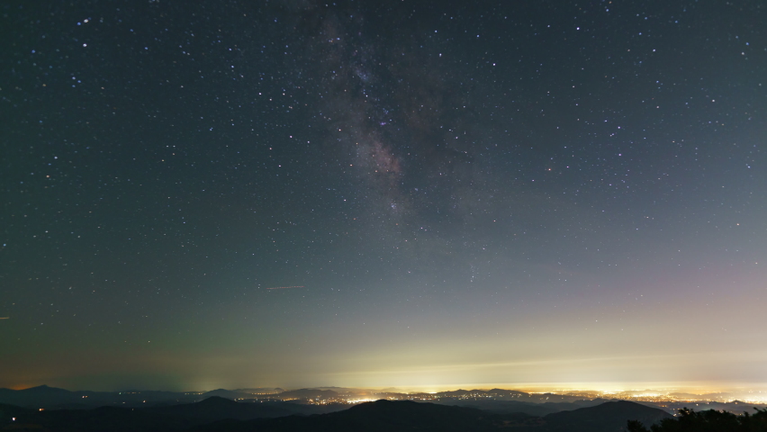 Time lapse of Milky Way galaxy over San Diego in Palomar Mountain in California