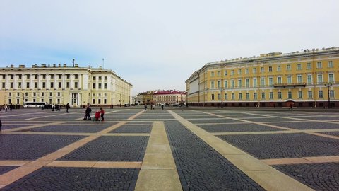 SAINT-PETERSBURG, RUSSIA - SUMMER, 2021: Palace square in st. Petersburg. Shot in 4K (ultra-high definition (UHD)), so you can easily crop, rotate and zoom, without losing quality! Real time.