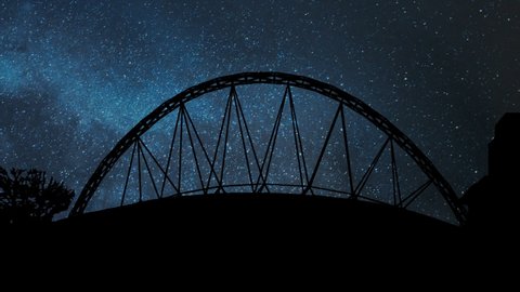 Wembley Stadium in London, Time Lapse by Night with Stars and Milky Way in Background