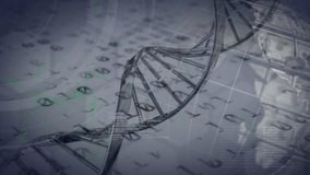 Animation of rotating dna strand and globe of dollars over binary data processing. medical research, global business and communication concept digitally generated video. - Powered by Shutterstock - Get 15% off with code: PIKWIZARD15