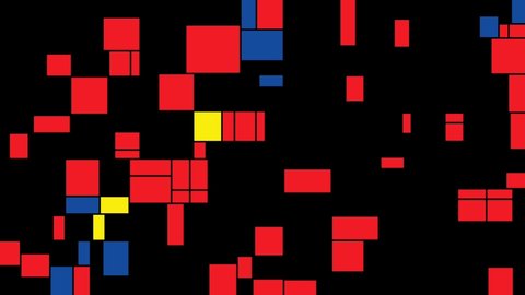 Abstract Bauhaus blue, black, red, black background animation.