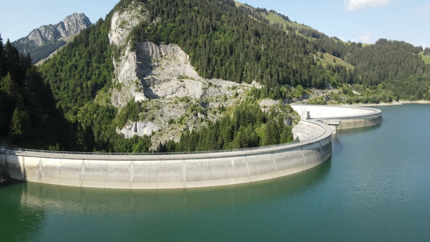 The lake of Longrin and its dam, Switzerland.
