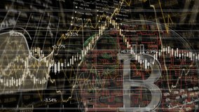 Animation of financial data processing over bitcoin and covid 19 cells. global finances, cryptocurrency and business during covid 19 pandemic concept digitally generated video. - Powered by Shutterstock - Get 15% off with code: PIKWIZARD15