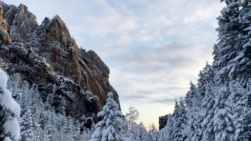 Fresh snow covers the rugged landscape near Boulder Colorado
