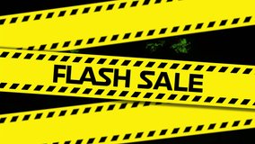 Animation of flash sale text on yellow hazard tape, with green smoke explosion on black background. retail trade, communication and online shopping interface concept digitally generated video. - Powered by Shutterstock - Get 15% off with code: PIKWIZARD15