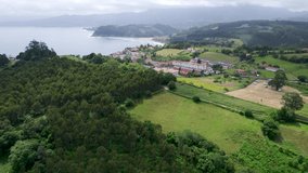 Asturias, Lastres Sea. North of Spain. Drone Video in Summer Morning. Beautiful place to visit.
