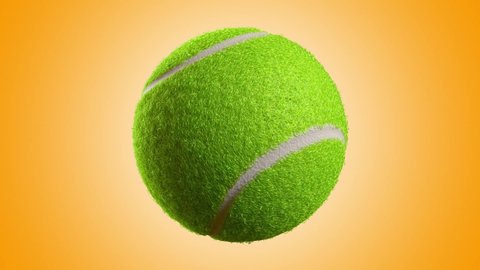 Tennis ball rolling looping video with no logo or text. Isolated on orange background. Tennis ball rolling with alpha channel 3d 4K