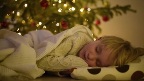 Cute Little Boy Sleeping Under Tree Stock Footage Video (100% Royalty ...